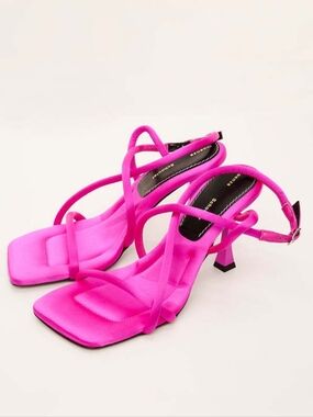 PROENZA SCHOULER Square Strappy Sandals Heels Satin Fuchsia EU 38 US 8 Org$795